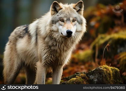 Large male grey wolf. Generative AI