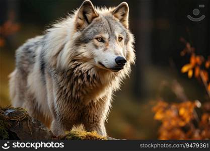 Large male grey wolf. Generative AI