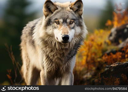 Large male grey wolf. Generative AI