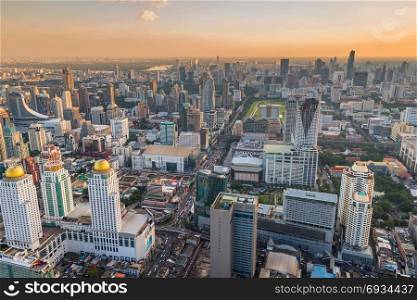 large megapolist capital of Thailand city of Bangkok with a skyscraper