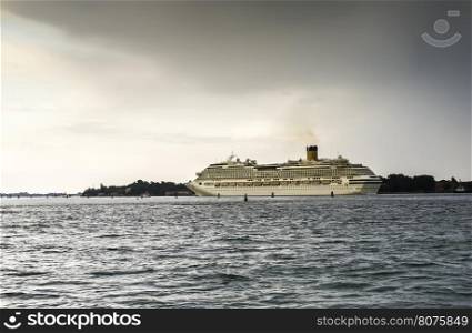 Large passenger cruise ship in Venice