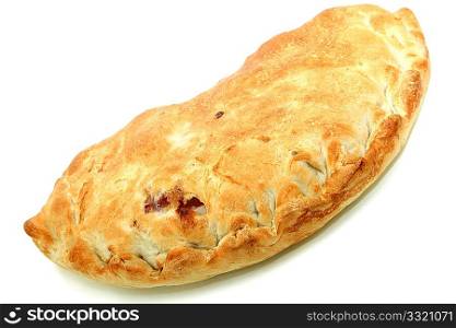 Large pastry filled with mashed potato, turkey, gravy, stuffing, cranberry sauce.