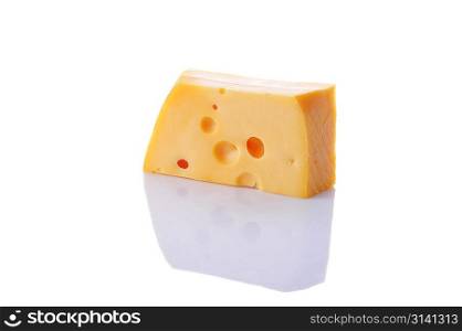 large piece of cheese isolated