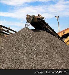 Large piles of processed Manganese rich ore rock Manganese Mining and processing in South Africa
