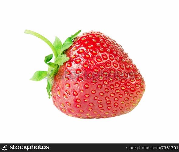 Large red berry of ripe strawberries isolated on white background