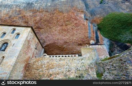 Large Rock Over the Royal Monastery in Aragon, Spain