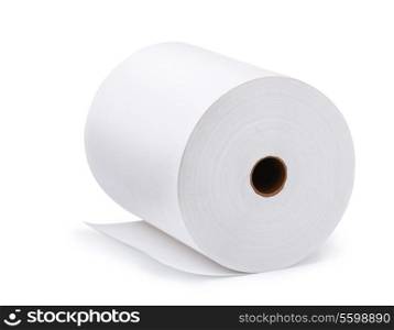 Large roll of blank paper isolated on white