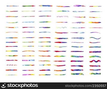 Large set of colorful watercolor brush strokes.. Watercolor brushes design template