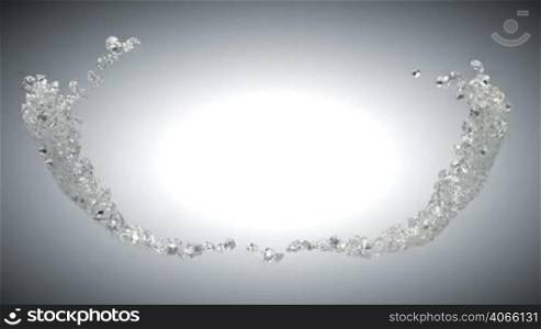 Large sparkling diamonds flow and heart shape. Alpha channel