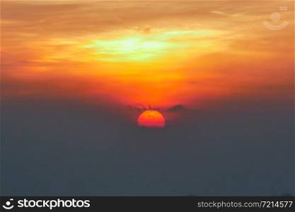 Large sunset background in summer