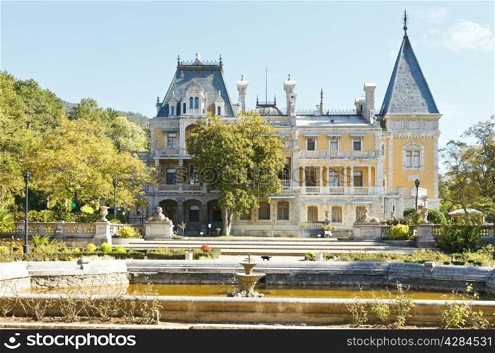 large terrace, pool and massandra palace, Crimea