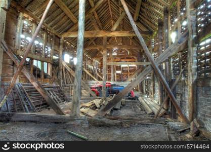 Large timber-framed and brick hay barn, Worcestershire, England.&#xA;