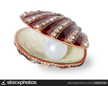 Large white pearl in a casket shell-shaped