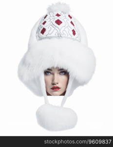 Large White Snow Maiden Hat on Mannequin