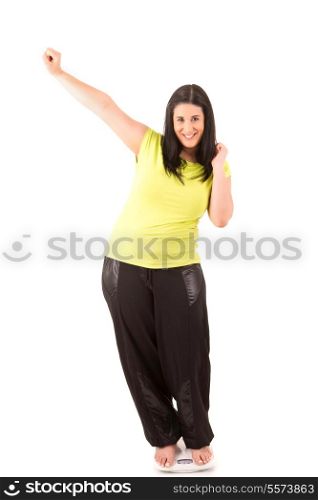 Large woman very happy with the results of her new diet