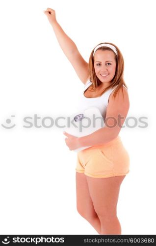 Large woman with a scale - diet concept