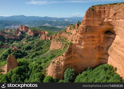 Las Medulas landscape. Ancient roman gold mines in Leon, Spain.