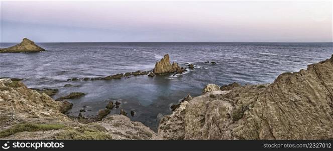 Las Sirenas Reef, Cala de las Sirenas, Cabo de Gata-Nijar Natural Park, UNESCO Biosphere Reserve, Hot Desert Climate Region, Almeria, Andalucia, Spain, Europe