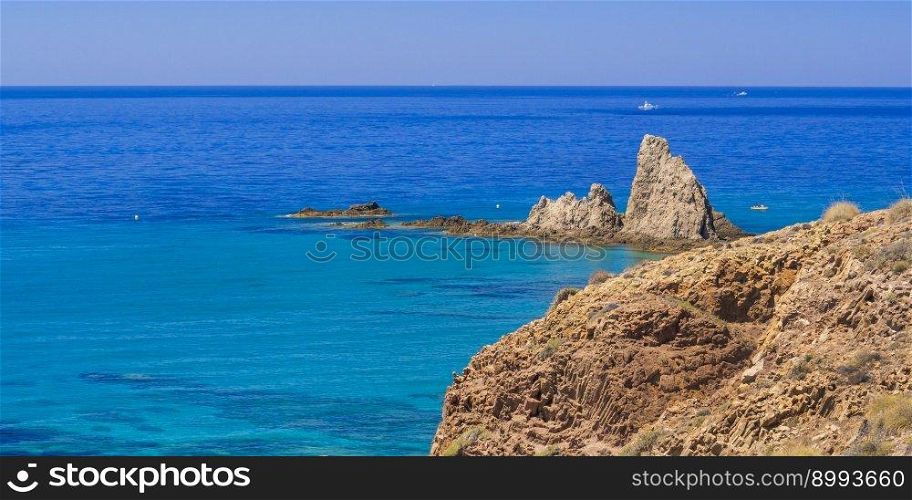 Las Sirenas Reef, Cala de las Sirenas, Cabo de Gata-Nijar Natural Park, UNESCO Biosphere Reserve, Hot Desert Climate Region, Almeria, Andalucia, Spain, Europe
