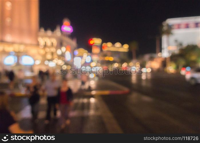 Las Vegas Blurred background night. Abstract Blurred background of Las Vegas city cityscape in Nevada USA night