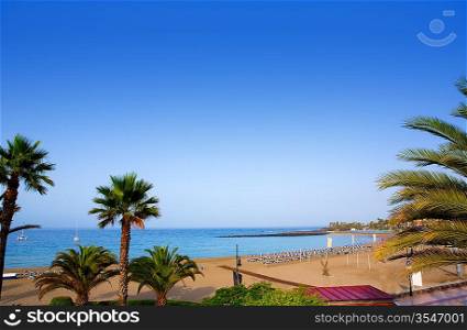 Las vistas beach Arona in costa Adeje Tenerife south at Canary Islands
