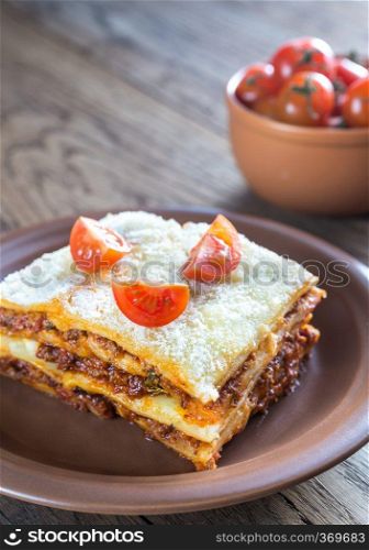 Lasagna on the plate