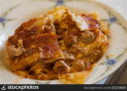 Lasagna, traditional carnival dish od neapolitan cuisine