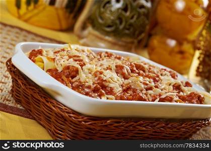 Lasagna with beef .Italian cuisine.Shallow depth-of-field