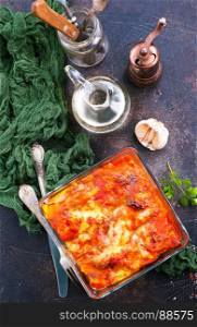 lasagna with tomato sauce and aroma spice