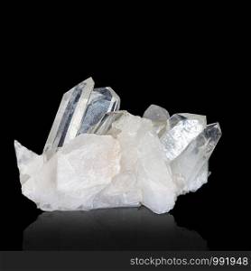 Laser quartz isolated on black background with shadow reflection.
