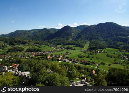 Lasko valley in Slovenia seen from Celje castle