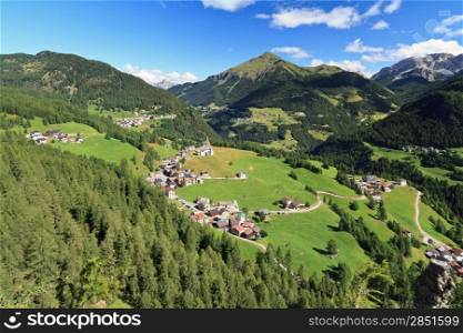 Laste village and Cordevole valley from Sass de Rocia, Italian Dolomites