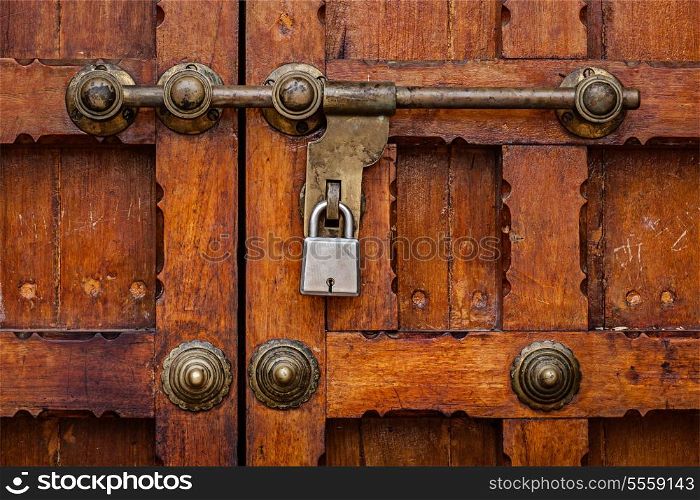 Latch with padlock on door in India