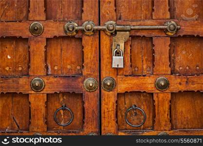 Latch with padlock on door in India