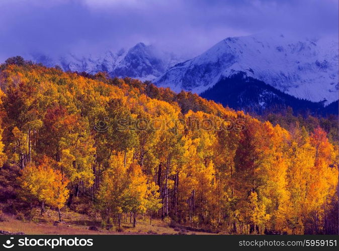 Late Autumn season in mountains