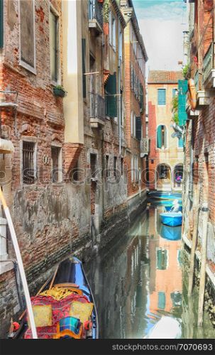 lateral narrow Canal, Venice, Italy.