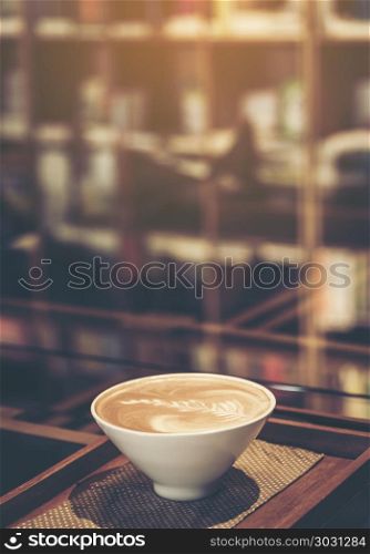 latte art coffee, vintage filter image