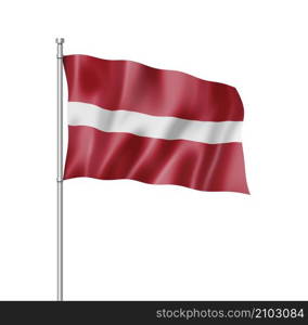 Latvia flag, three dimensional render, isolated on white. Latvian flag isolated on white