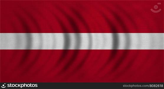 Latvian national official flag. Patriotic symbol, banner, element, background. Correct colors. Flag of Latvia wavy with real detailed fabric texture, accurate size, illustration