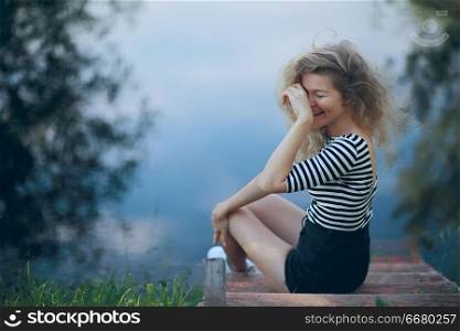 laugh, girl model laughs cheerfully, emotional photo of an adult happy woman