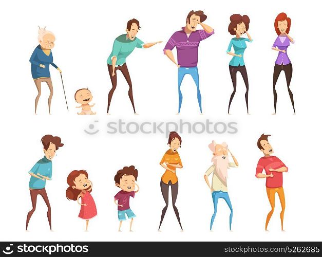 Laugh People Icon Set. Laugh people icon set people of all ages and gender are laughing at something vector illustration