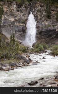 Laughing Falls is one of the larger waterfalls in Yoho National Park.