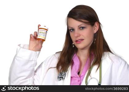 Laughter Is The Best Medicine - A woman doctor holding a bottle of prescription pills