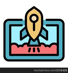 Launch project icon. Outline launch project vector icon color flat isolated. Launch project icon color outline vector