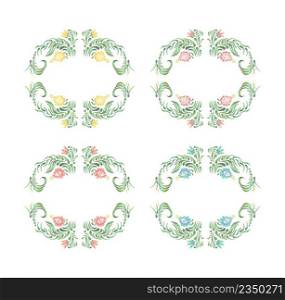 Laurel wreath set. Set from laurel wreath on white background. Set of decorative floral wreaths