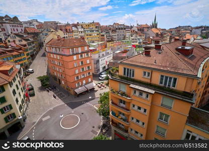 Lausanne city in Switzerland Swiss. Lausanne city in Switzerland Swiss aerial view