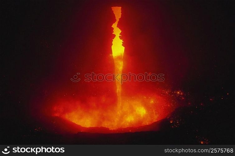 Lava fountain at dusk, Yokohama, Kanagawa Prefecture, Japan