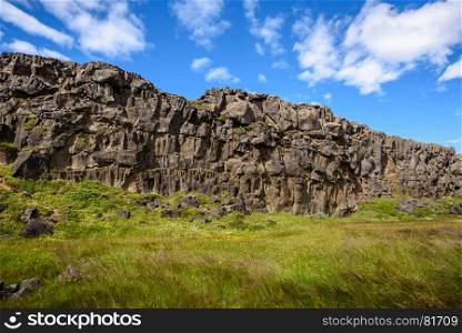 lava rock landscape, Thingvellir National Park, Iceland, selective focus