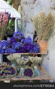 Lavender and other dried flowers on a local Provencal market