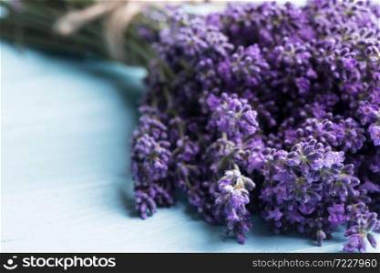 lavender bouquet on a blue background. Provence